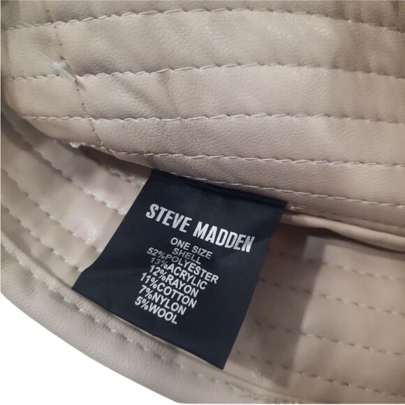 NWT Steve Madden Women's Reversible Plaid Bucket Hat Cream Fabric. One size - Picture 7 of 10